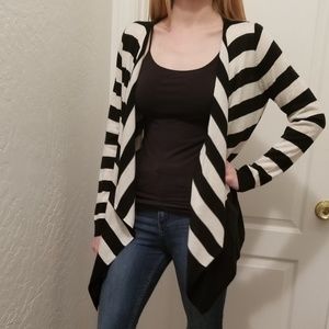 Black and white striped cardigan